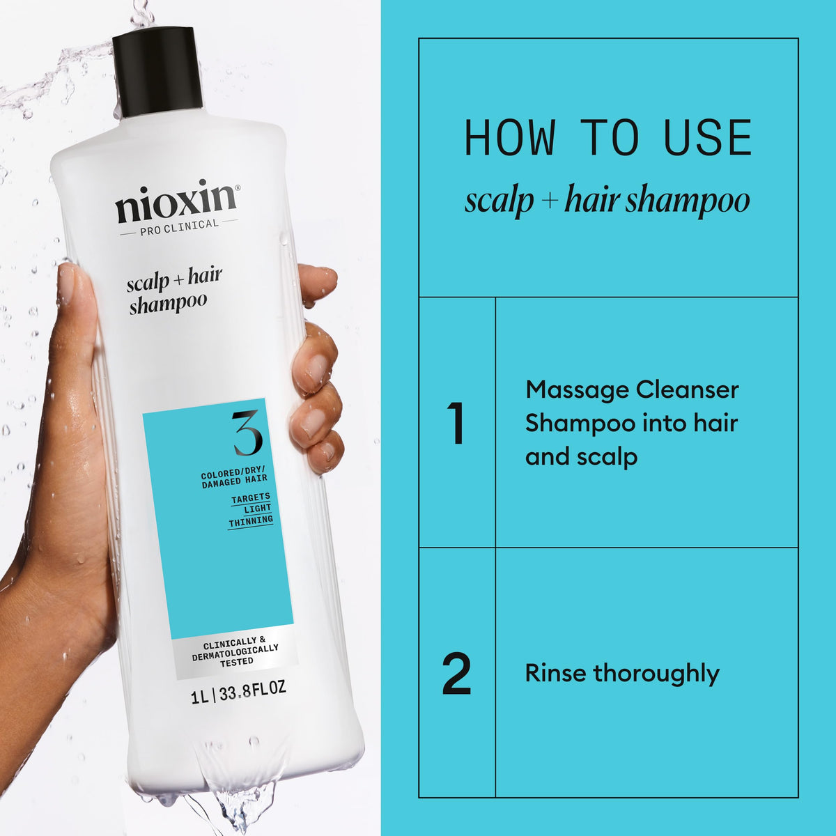 Nioxin System 3 | Scalp & Hair Shampoo | Coloured, Dry, & Damaged Hair