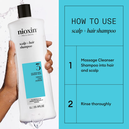 Nioxin System 3 | Scalp & Hair Shampoo | Coloured, Dry, & Damaged Hair
