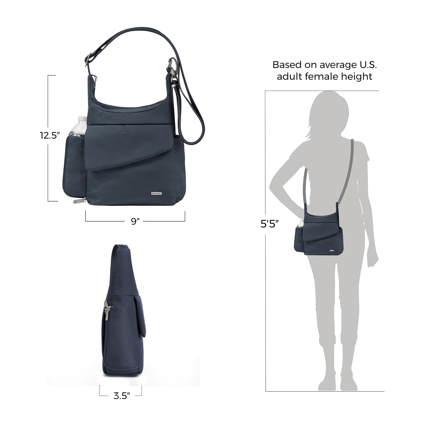 Travelon Anti-Theft Classic Messenger Bag, One Size, Midnight