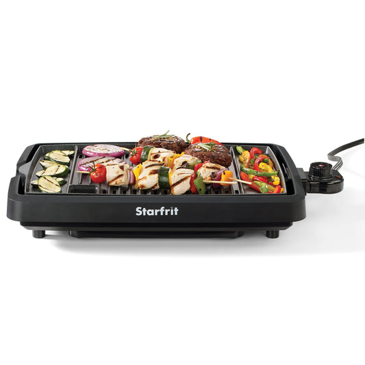 Starfrit The Rock Indoor Smokeless Electric BBQ Grill - Non-Stick 10" x 16" Cooking Surface - Adjustable Temperature - Available at All In One Marketplace Canada