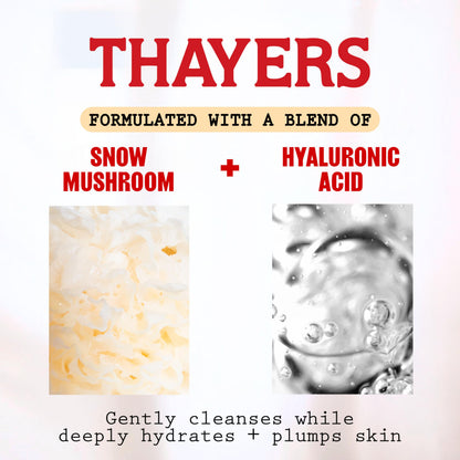 THAYERS Milky Hydrating Face Cleanser with Snow Mushroom and Hyaluronic Acid, Dermatologist Recommended Gentle Facial Wash and Hydrating Skincare for Dry and Sensitive Skin, Paraben Free, 8 FL Oz
