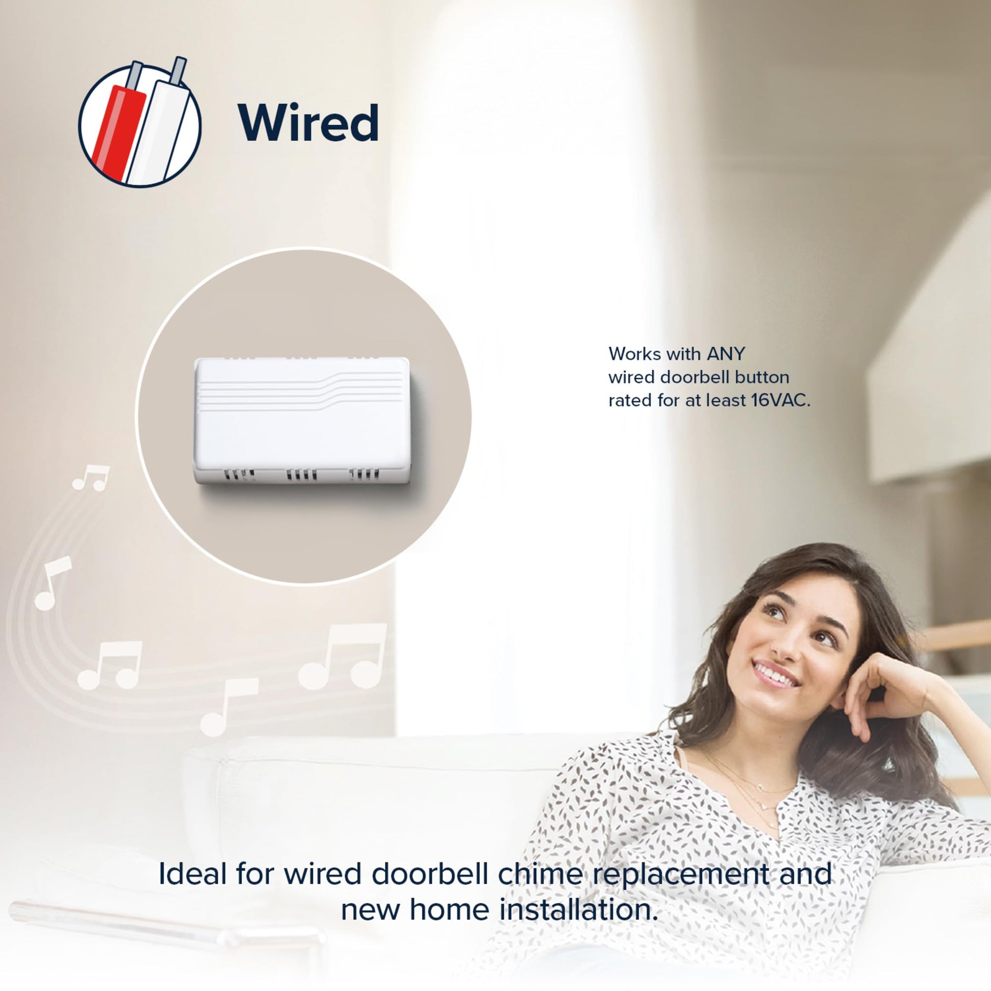 Heath Zenith White Plastic Wired Mechanical Doorbell Chime Heath Zenith