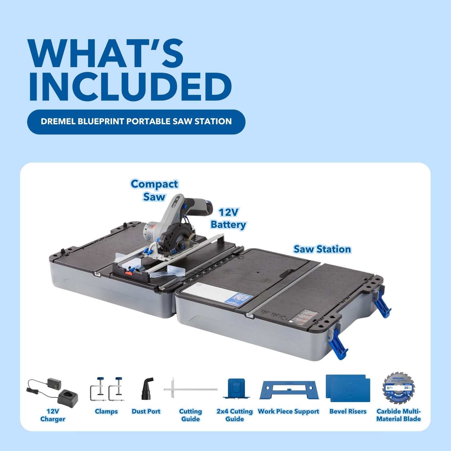 Dremel Blueprint Portable Saw Station with 12V Brushless Compact Circular Saw and Multi-Purpose Cutting Case (CS12V-S1C) Dremel