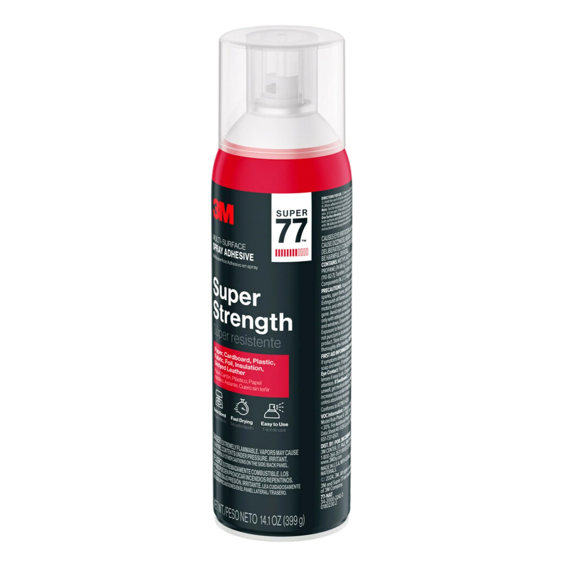 3M Super 77 Multi-Surface Spray Adhesive, 14.1 oz., Low VOC, Quick Bond, Fast Drying, Clear Finish for Foil, Foam, Paper, Metal, Plastic, Fabric, and Cardboard (77-NAT-EF) - Available at All In One Marketplace Canada