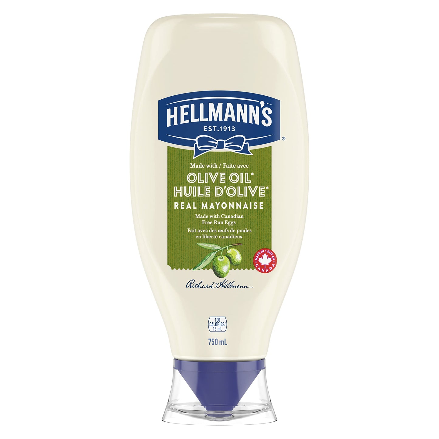 Hellmann's Mayonnaise ideal condiment for sandwiches, salads and burgers Olive Oil with free run eggs and canola oil 750 ml