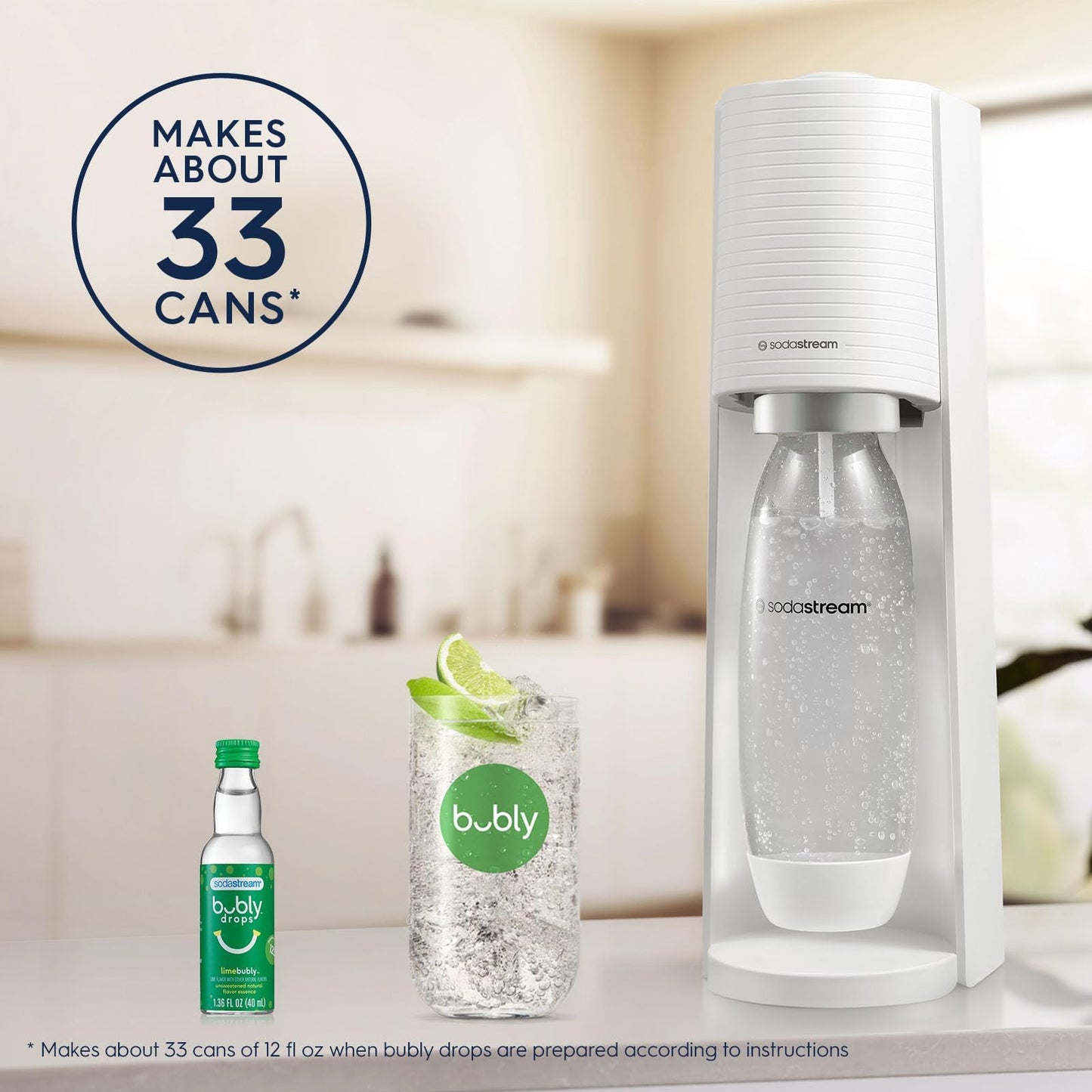 SodaStream Terra Sparkling Water Maker Bundle (White), with CO2, DWS Bottle, and Bubly Drops Flavors Sodastream