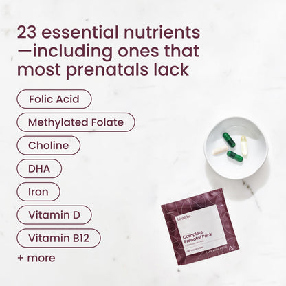 Complete Prenatal Pack – Prenatal Vitamins with Iron, Methylated Folate, DHA (Omega-3), Choline, Iodine and Essential Nutrients – Supports Early Fetal Development and Maternal Health – 30-Day Supply - Available at All In One Marketplace Canada