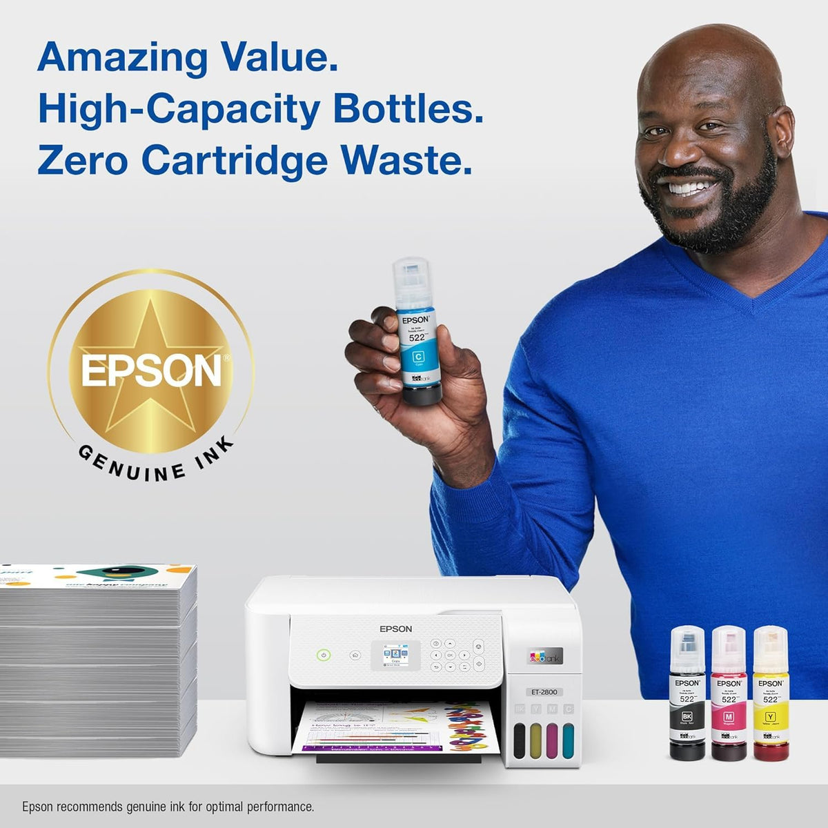 Epson 522 Genuine EcoTank Ink Refill Bottle 4 Color Combo Pack T522120-BCS