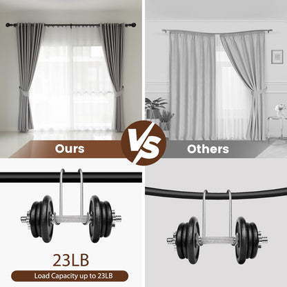 Curtain rods for Windows 48 to 84 Inch, 5/8 Inch Small Matte Black Curtain Rod Adjustable with Brackets Pole Rideau for Bedroom, Bathroom, Living room, Kitchen, Patio, Outdoor, cafe