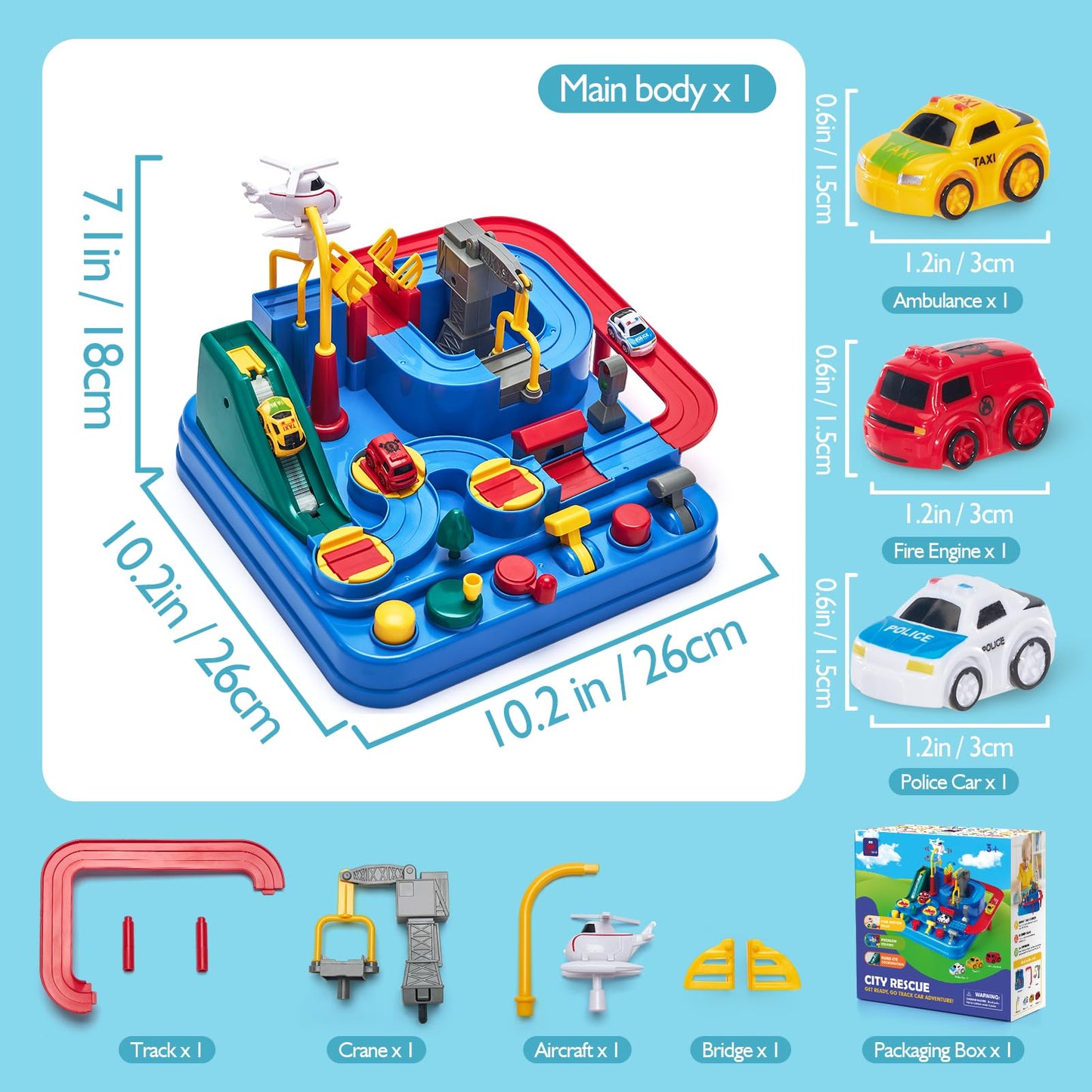 hahaland Kids Toys for 3 Year Old Boys - Car Race Track Boy Toy Age 3 4, Adventure Vehicles Toy Learning & Intelligence Educational for 3 4 5 Year Old Boy Girls Toddler Toys - Available at All In One Marketplace Canada