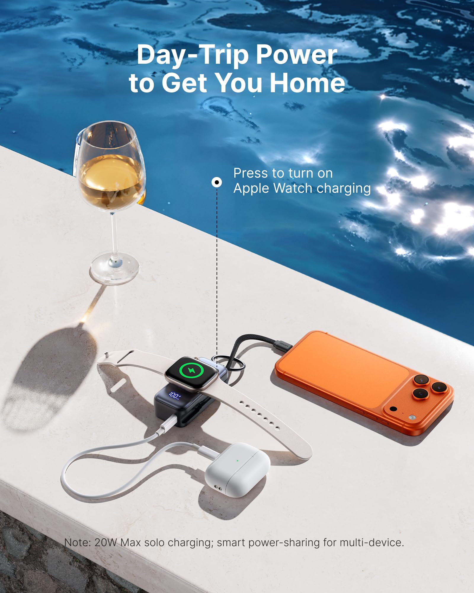 INIU Mini Portable Charger for Apple Watch, Power Bank with Built-in USB C Cable, 5000mAh 20W PD Fast Charging smart Watch Charging Dock for Apple Watch Ultra 11 10 9 8 SE, iPhone Air 17 16 15 Air - Available at All In One Marketplace Canada