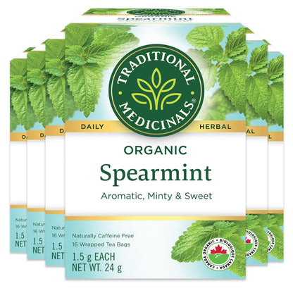 Traditional Medicinals Organic Spearmint Herbal Tea – 6 Pack (96 Tea Bags)