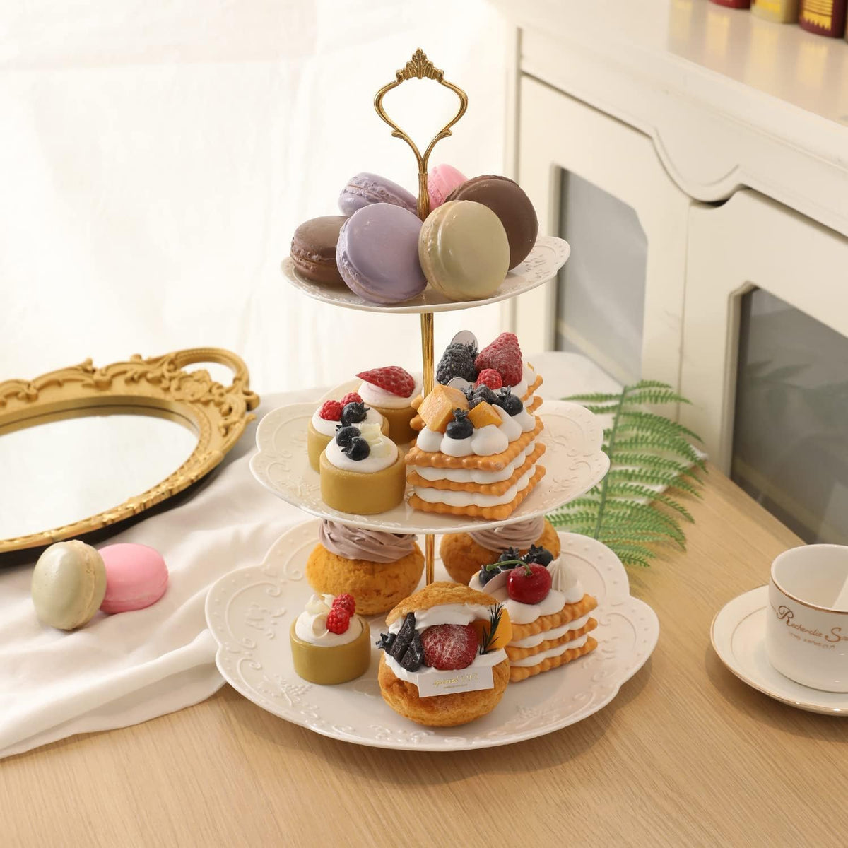 PowerKing 3 Tier Cupcake Stand Cake Stand - Plastic Tiered Serving Tray for Desserts, Candy, and Treats - Perfect for Wedding, Birthday, Tea Party (Round, 2 Pack) 🍁 All In One Marketplace Canada