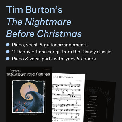 L'Étrange Noël de monsieur Jack de Tim Burton | Recueil de partitions | Arrangements piano, chant et guitare pour les fans de la bande originale | 11 chansons emblématiques d'Halloween et de Noël | Musique de film pour piano et voix