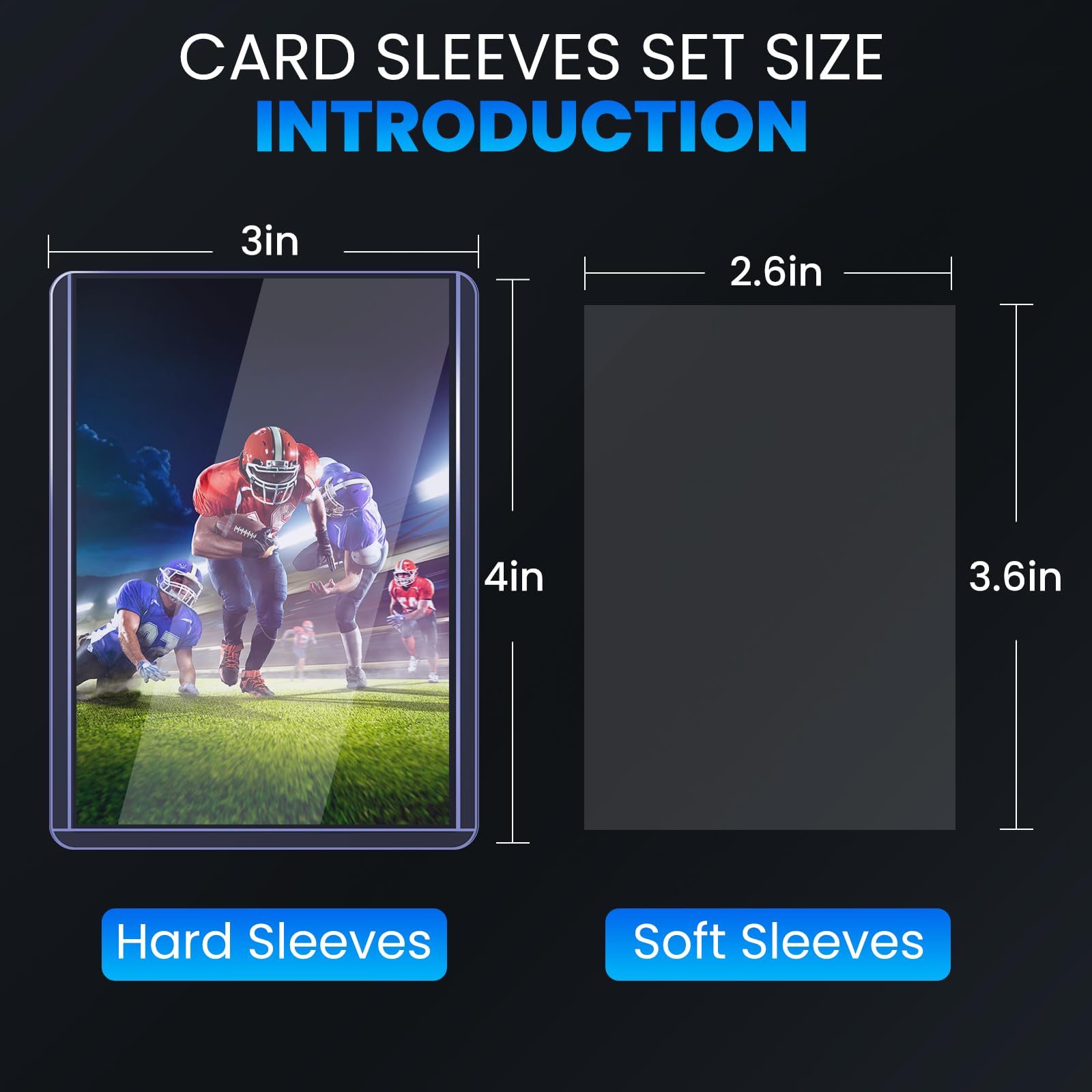 ZENOWICK 200 Packs Card Sleeves Hard, Top Loaders for Cards 3" x 4" Card Protectors Plastic, Card Top Loaders Fit for Hockey, Baseball, Football Cards (100 Hard + 100 Soft Sleeves)