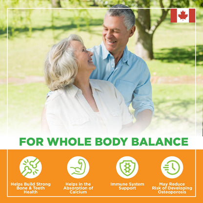 PlantVital High-Potency Vegan Vitamin D3 + K2 -Made in Canada - (1000IU /25 mcg + 120 mcg) for Bones, Teeth and Immune System - Patented MK7 Form - K2 D3 vitamin - 4 Months Supply - 120 Capsules. - Available at All In One Marketplace Canada