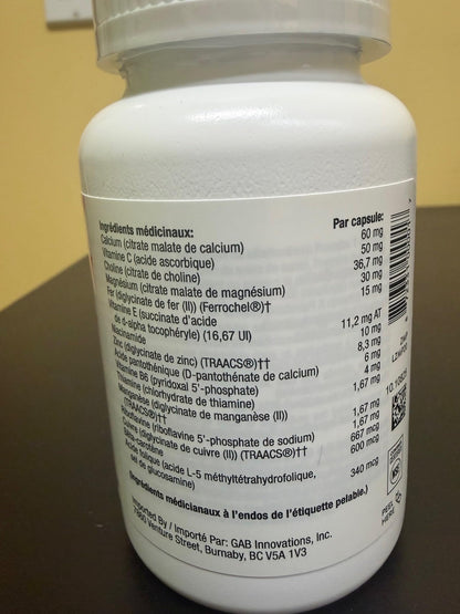 THORNE - Basic Prenatal - Folate Multivitamin for Pregnant and Lactating Women - 90 Capsules - 30 Servings - Available at All In One Marketplace Canada