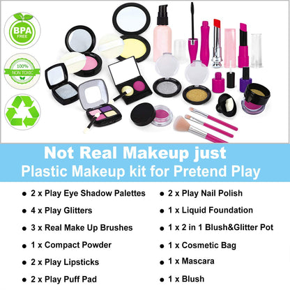 TEPSMIGO Pretend Makeup Kit for Girls, Kids Pretend Play Makeup Set - with Cosmetic Bag for Birthday Christmas, Toy Makeup Set for Toddler, Little Girls Age 3+(Not Real Makeup) 🍁 All In One Marketplace Canada