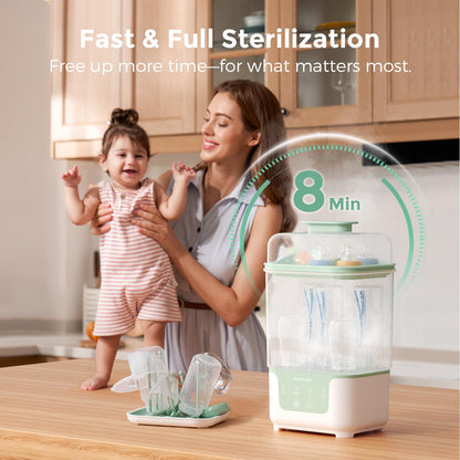 Momcozy Bottle Sterilizer and Dryer, Modular Nesting Space Saving Design, 6 Bottles Capacity, 4 in 1 Compact Sterilizer for Baby Bottles, Breast Pump Parts & Newborn Essentials, Drying Rack Included - Available at All In One Marketplace Canada