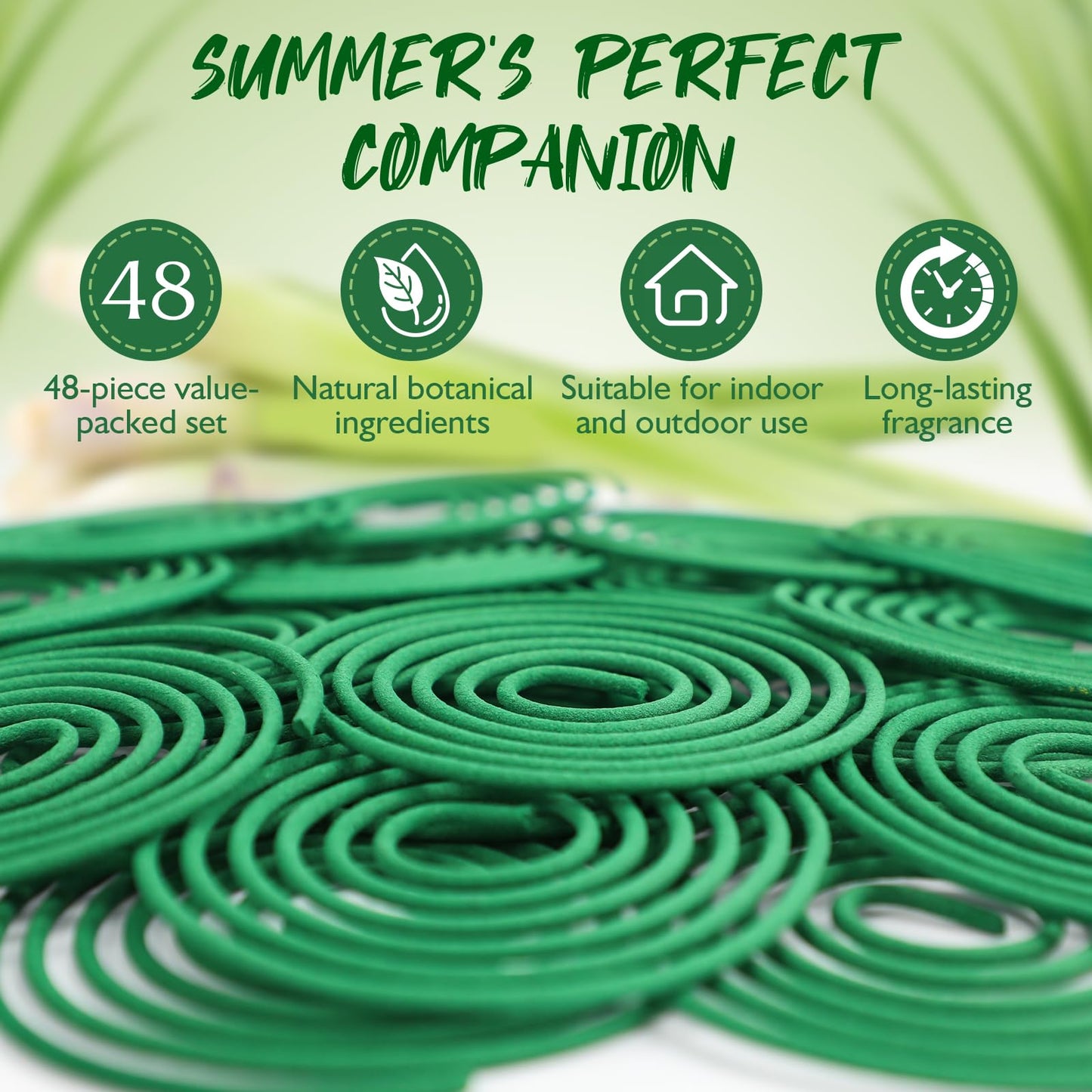 SCENTORINI Citronella Incense, Citronella Coils with Coil Holder, 48 Pcs, Suitable for Summer Home Outdoor Use, Pool Side, Patio, Porches, Courtyards, Farms, Garden Planting Area - Available at All In One Marketplace Canada