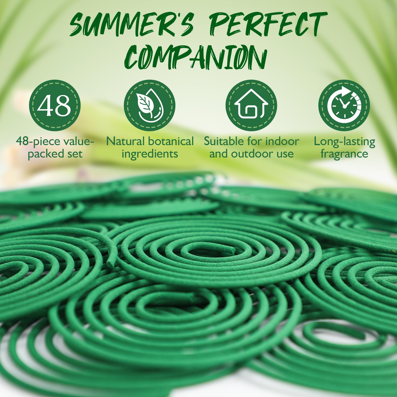SCENTORINI Citronella Incense, Citronella Coils with Coil Holder, 48 Pcs, Suitable for Summer Home Outdoor Use, Pool Side, Patio, Porches, Courtyards, Farms, Garden Planting Area - Available at All In One Marketplace Canada