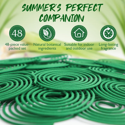 SCENTORINI Citronella Incense, Citronella Coils with Coil Holder, 48 Pcs, Suitable for Summer Home Outdoor Use, Pool Side, Patio, Porches, Courtyards, Farms, Garden Planting Area - Available at All In One Marketplace Canada