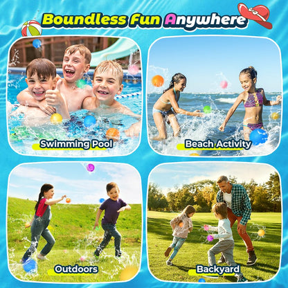 12Pcs Reusable Water Balloons, Pool Beach Water Toys for Boys and Girls, Outdoor Summer Toys for Kids Ages 3-12, Magnetic Water Ball for Outdoor Activities