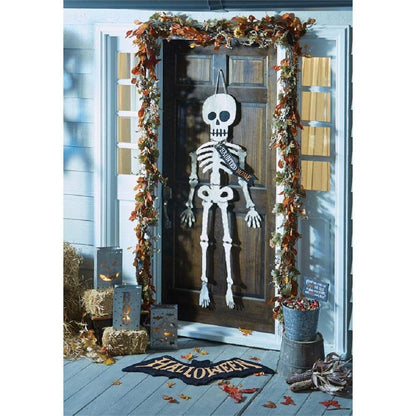 Mud Pie Halloween Skeleton Door Hanger, White, 59" x 19"