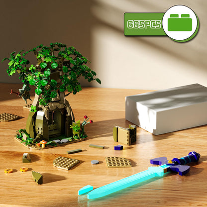 Tree & Sword Building Block Set for Boys, Luminous Sword & Coin Toss Game, Magic Tree Game Action Figures Collectible Model for Home Office Decor, Christmas Birthday Toys Gifts for Adult, Kids 8+ 🍁 All In One Marketplace Canada
