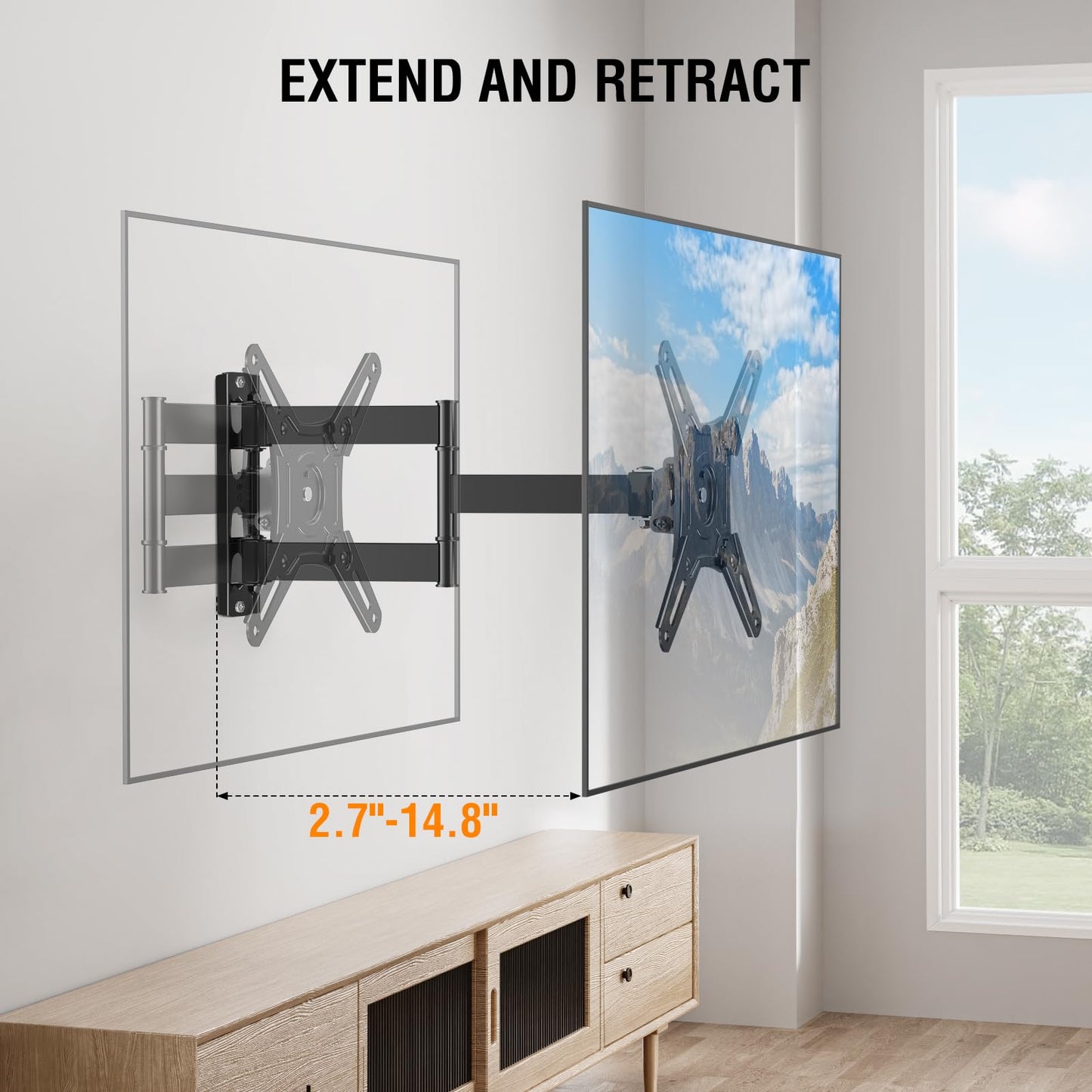 ELIVED Full Motion TV Monitor Wall Mount for Most 14-42 Inch LED LCD Flat Screen TVs & Monitors, Swivel Tilt Extension Rotation TV Mount Bracket Max VESA 200x200mm, up to 44 lbs