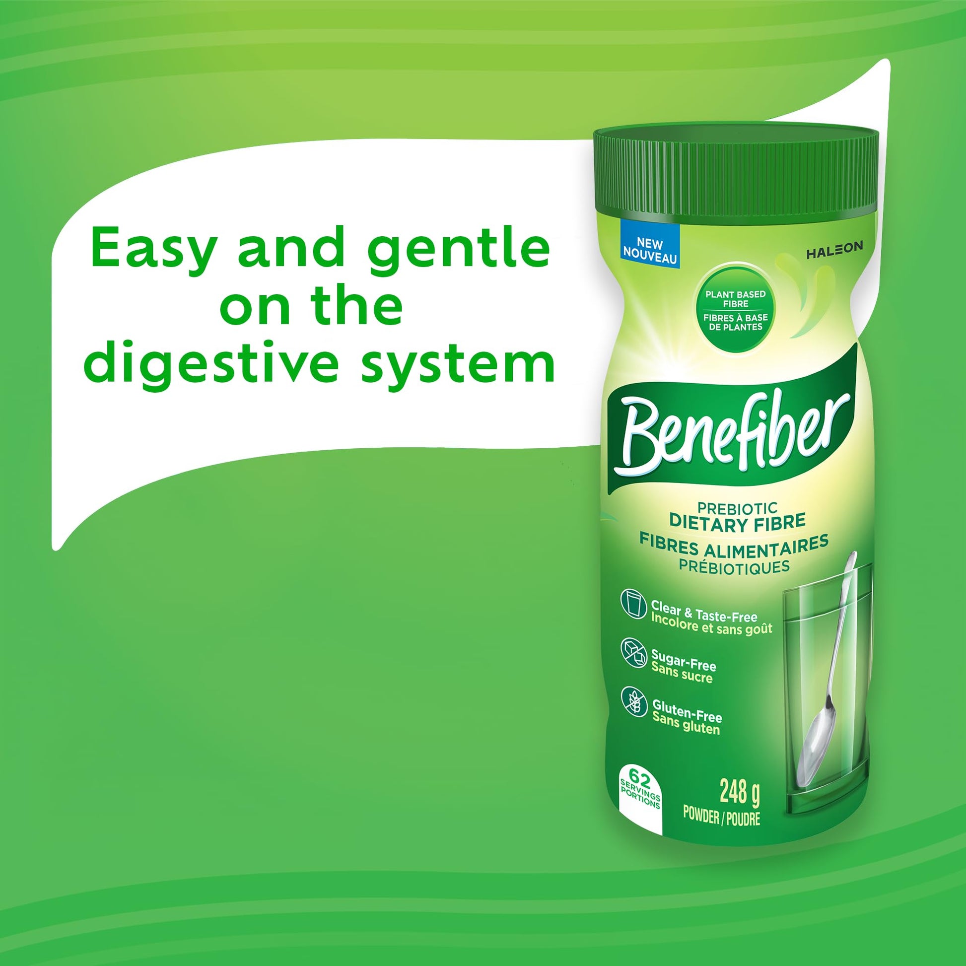 Benefiber Prebiotic Fibre Supplement Powder, Promotes Good Gut Health, Unflavoured & Completely Clear, Dissolves in Drinks & Food, Plant‑Based, Sugar‑Free, Gluten‑Free, Non-GMO, Daily Soluable Fibre Supplement, 62 Servings (248 g) - Available at All In One Marketplace Canada
