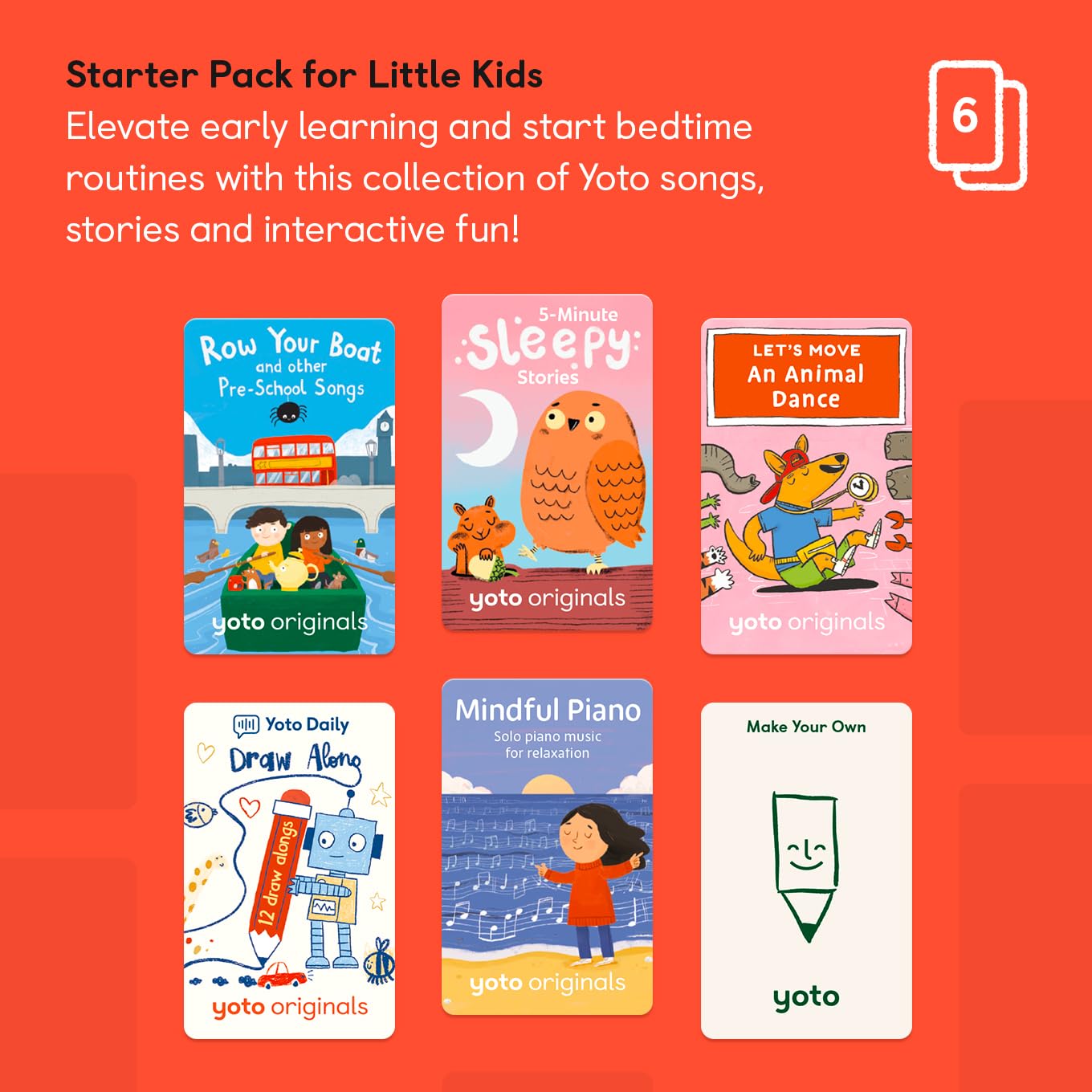 Yoto Mini (2024 Edition) + Starter Pack for Little Kids Bundle – Screen-Free Bluetooth Audio Player, All-in-1 Travel Device for Stories Music Podcasts Radio, Use as Speaker or with Headphones