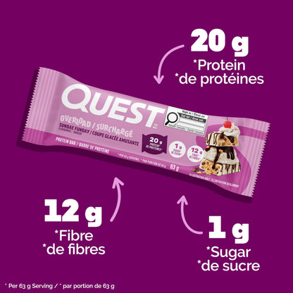 Quest Nutrition Overload Protein Bar, Sundae Funday Flavour, Protein Bars, Gluten Free, 12ct 🍁 All In One Marketplace Canada