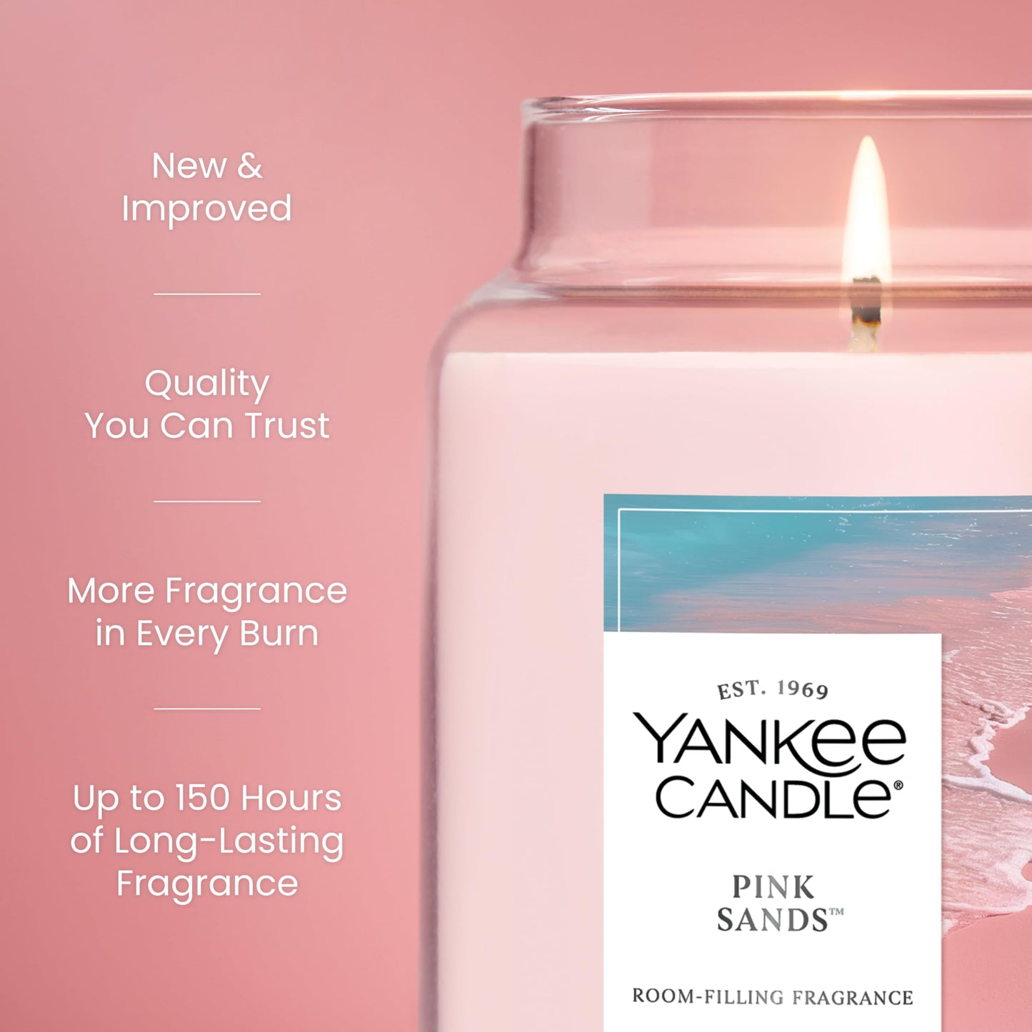 Yankee Candle Large Jar Scented Candle with up to 150 Hour Burn Time, Premium Plant Wax Blend for Cleaner Consistent Burn and Room Filling Fragrance, 22 oz, Pink Sands 🍁 All In One Marketplace Canada