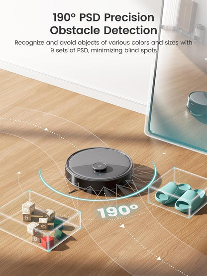 Lefant M3 Max Robot Vacuum and Mop,20000Pa Suction,Anti-Tangle Brushes, Smart Obstacle Avoidance,Auto Mop Washing,All-in-One Dock,9mm Mop Lifting,200RPM Spinning Mops, Smart Obstacle Avoidance,Gray