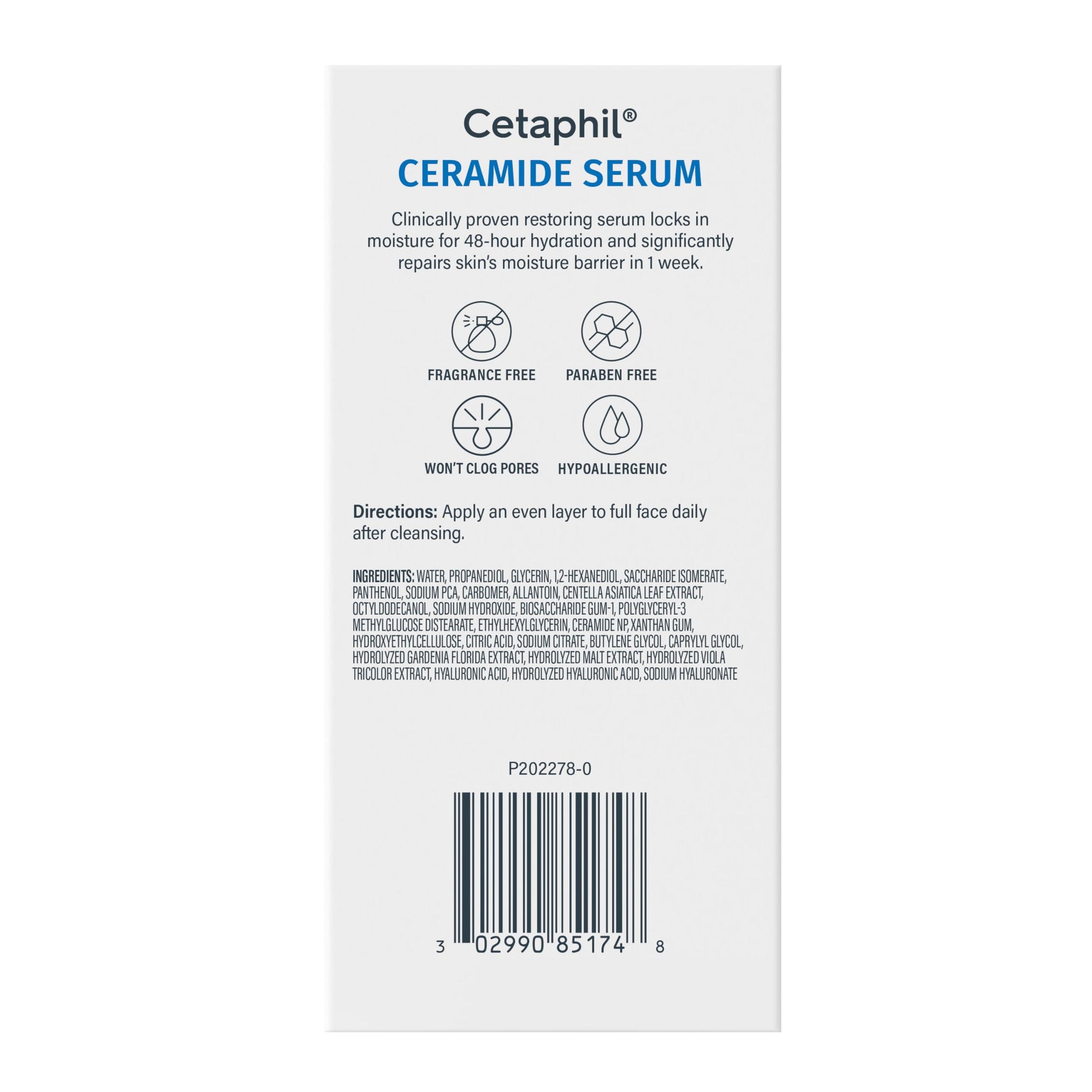 Cetaphil Ceramide Serum, Hydrating Face Serum for Skin Barrier Repair, Pore Treatment, 48Hr Hydration with Ceramide, Cica & Allantoin, Dermatologist Recommended, 1oz - Available at All In One Marketplace Canada