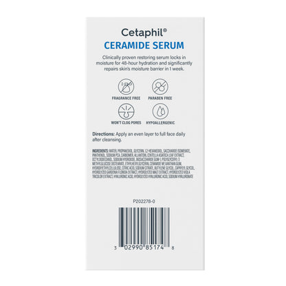 Cetaphil Ceramide Serum, Hydrating Face Serum for Skin Barrier Repair, Pore Treatment, 48Hr Hydration with Ceramide, Cica & Allantoin, Dermatologist Recommended, 1oz - Available at All In One Marketplace Canada
