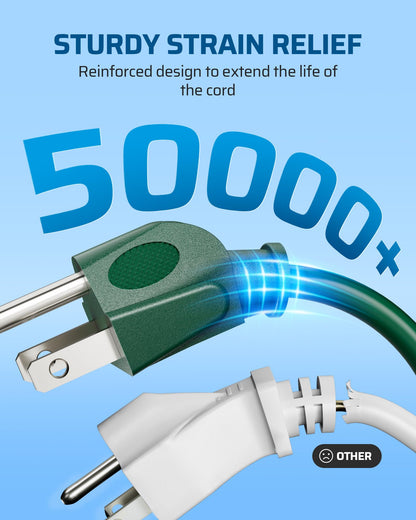 DEWENWILS 25FT (7’+6’*3) Outdoor Extension Cord with 3 Outlets, Evenly Spaced 3 Outlets Plugs with Cover, Weatherproof SJTW 16/3 Wire for Outdoor String Lights and Holiday Decorations, 1 Pack, Green 🍁 All In One Marketplace Canada