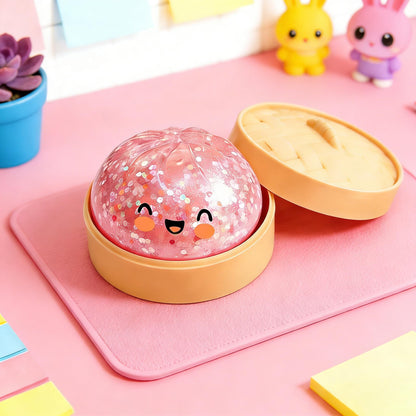 Giant Glitter Dumpling Squishy, Colorful Mystery Stress Dumplings, Cute Soft Calming Unbreakable Figurine Simulation Ball (Pink)