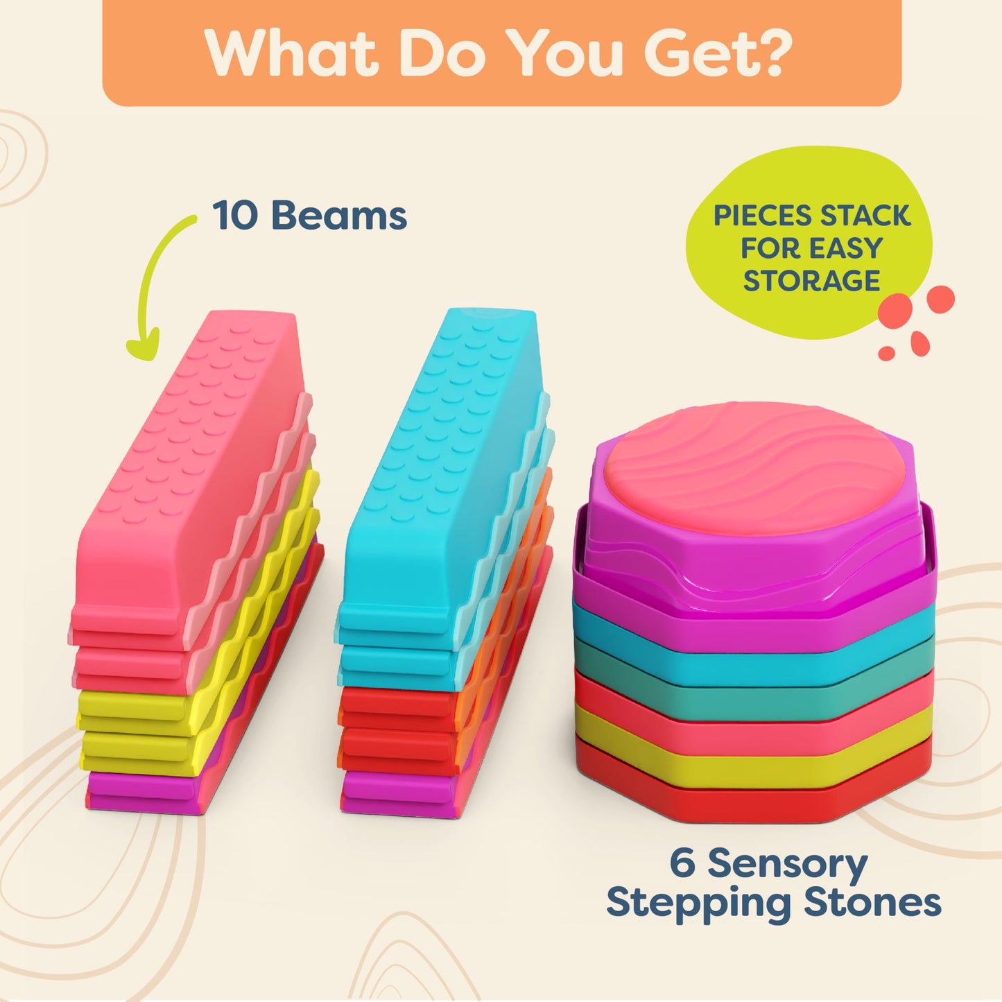 B. toys Balance Beam Set, 10 Beams & 6 Sensory Stepping Stones, Rainbow 🍁 All In One Marketplace Canada