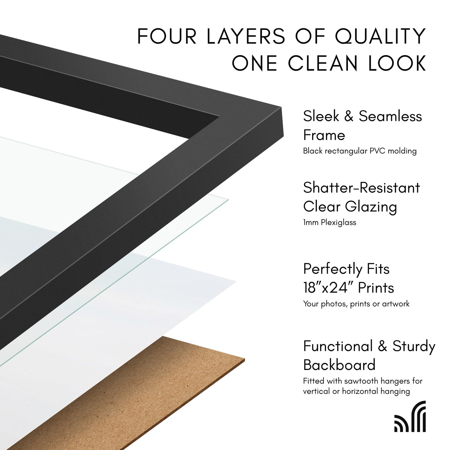 Americanflat 18x24 Poster Frame with Polished Plexiglass - Streamline Collection - Thin Border Picture Frame for Wall Display - Hanging Hardware Included - Black 🍁 All In One Marketplace Canada