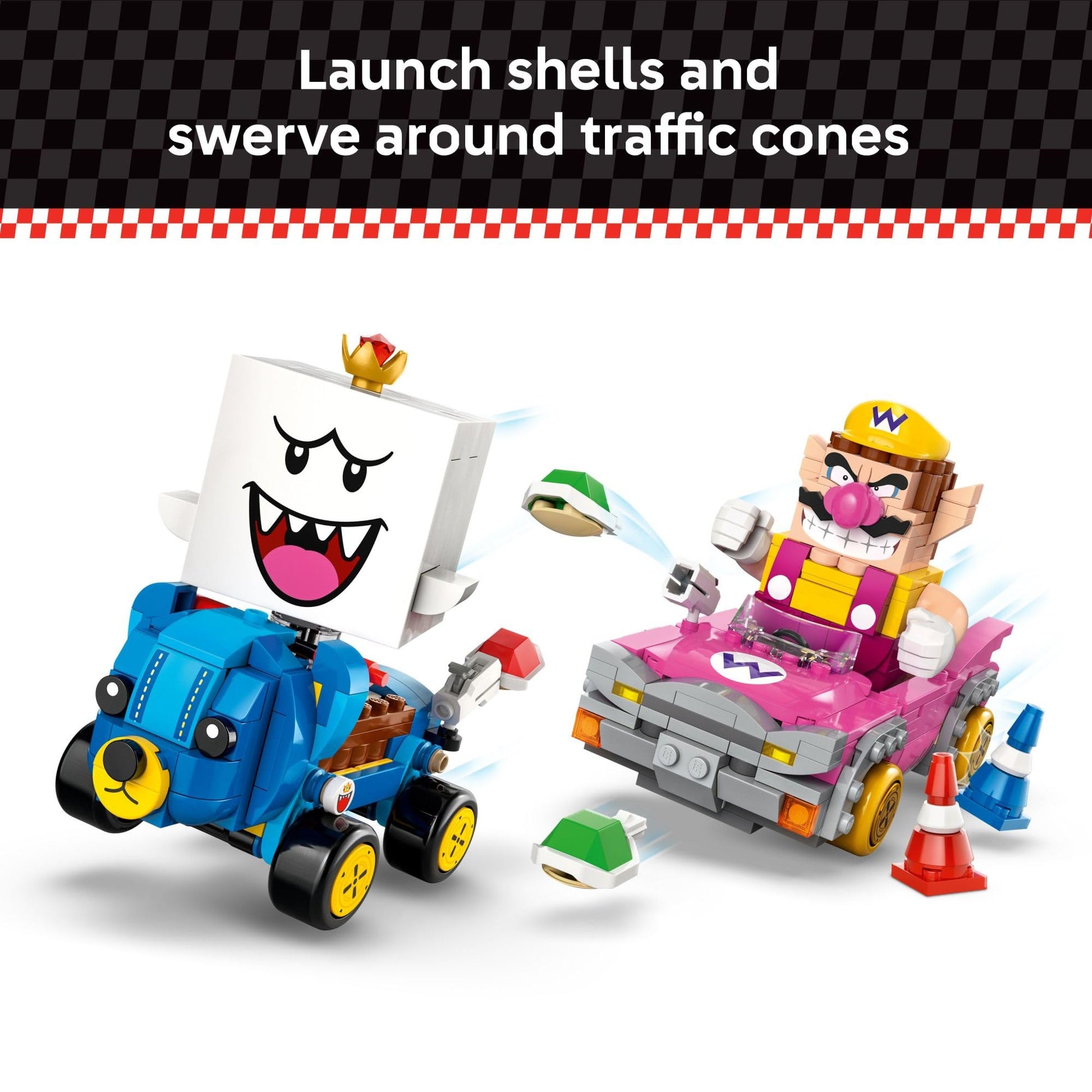 LEGO Super Mario: Mario Kart – Wario & King Boo Building Toy for Kids - Buildable Car Toys W/Drifting Action for Boys & Girls, Ages 8+ - Pretend Play Gift Idea for Birthdays & Any Gaming Fans - 72038 LEGO