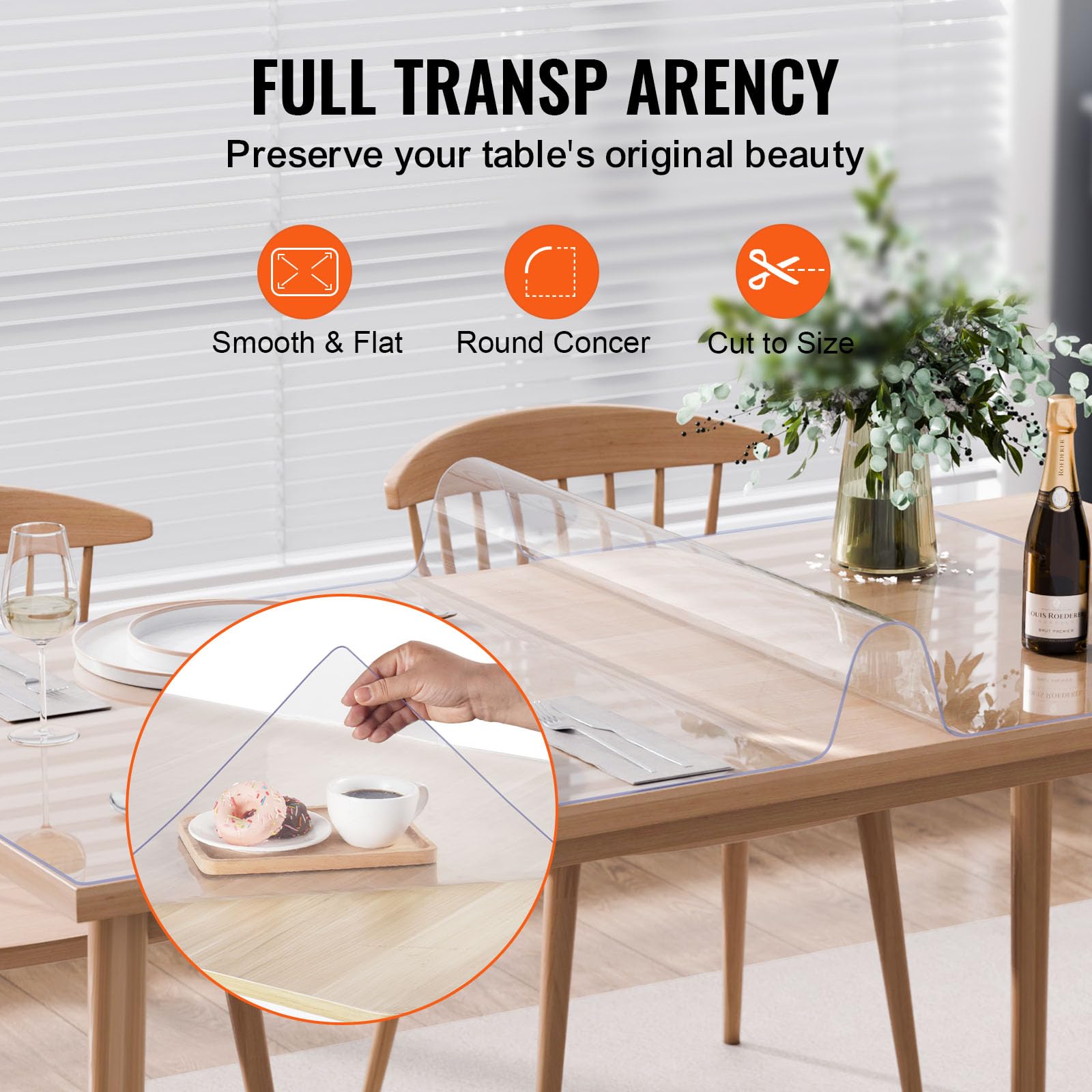 VEVOR Plastic Table Cover, 40 x 60 Inch 2.0 mm Thick Clear Table Protector, Rectangle PVC Desk Mat, Waterproof & Easy Cleaning Desk Pad Tablecloth, for Office Dresser Dining Room Table Night Stand VEVOR