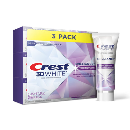 Crest 3D White Brilliance Toothpaste, Vibrant Peppermint, 85 mL (Pack of 3) 🍁 All In One Marketplace Canada
