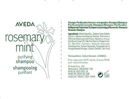 Aveda Rosemary Mint Purifying Shampoo | Clarifying Shampoo | Adds Shine | for Normal to Oily Hair, Fine to Medium Hair Types | 97% Naturally Derived*, 1000ml - Available at All In One Marketplace Canada