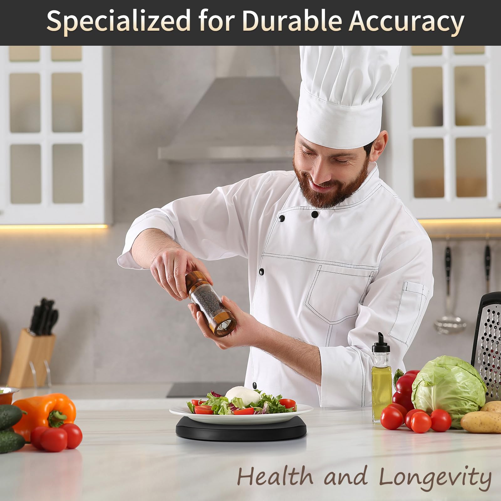 Vitafit 33lb Food Scale, High Accuracy 0.1oz by Our Professional Scale Factory Since 2001, Food Scale Digital Kitchen for Cooking Baking Coffee, LED Display, 3xAAA Battery, Black