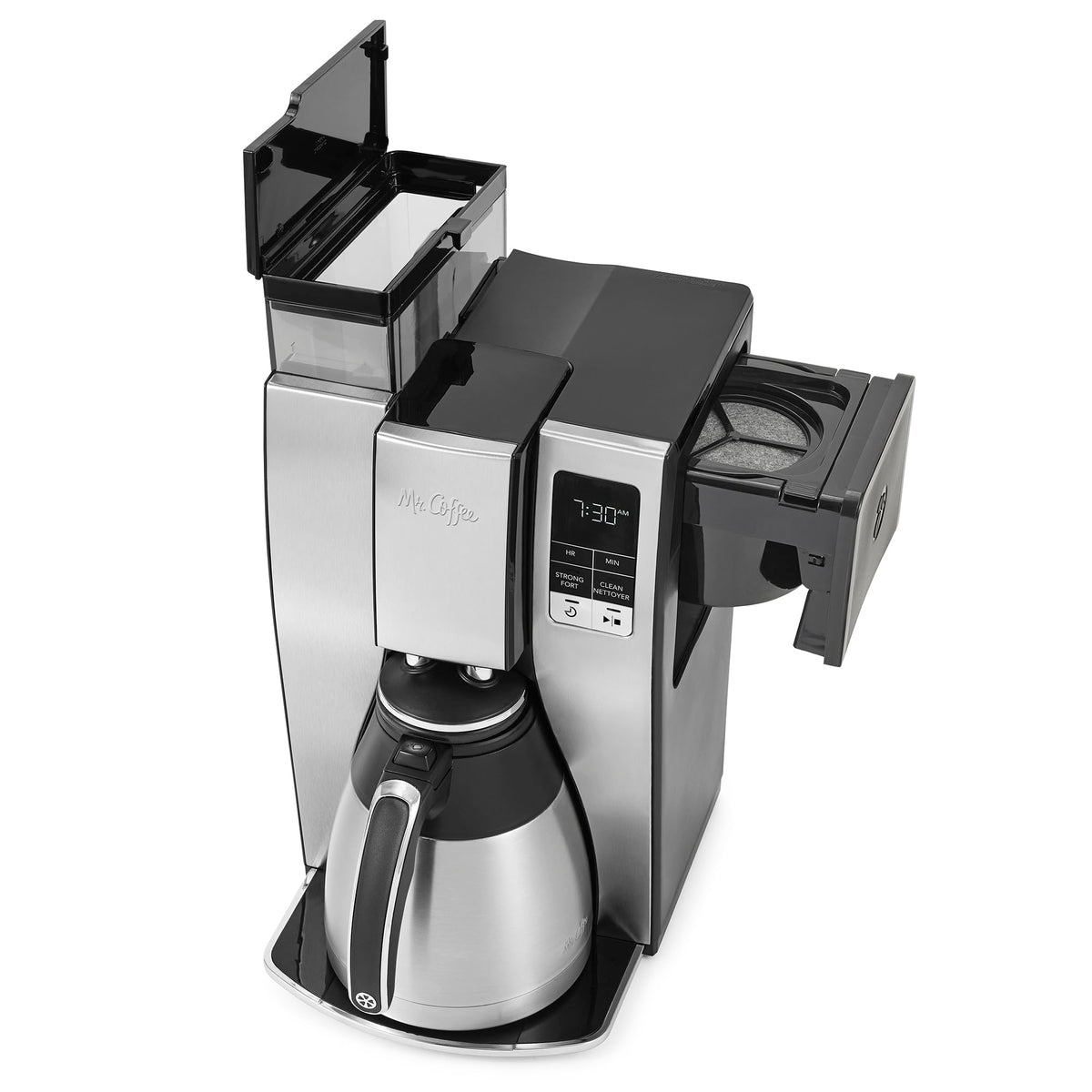 Mr. Coffee Programmable Coffee Maker | 10-Cup Coffee Machine with Thermal Carafe | Stainless Steel