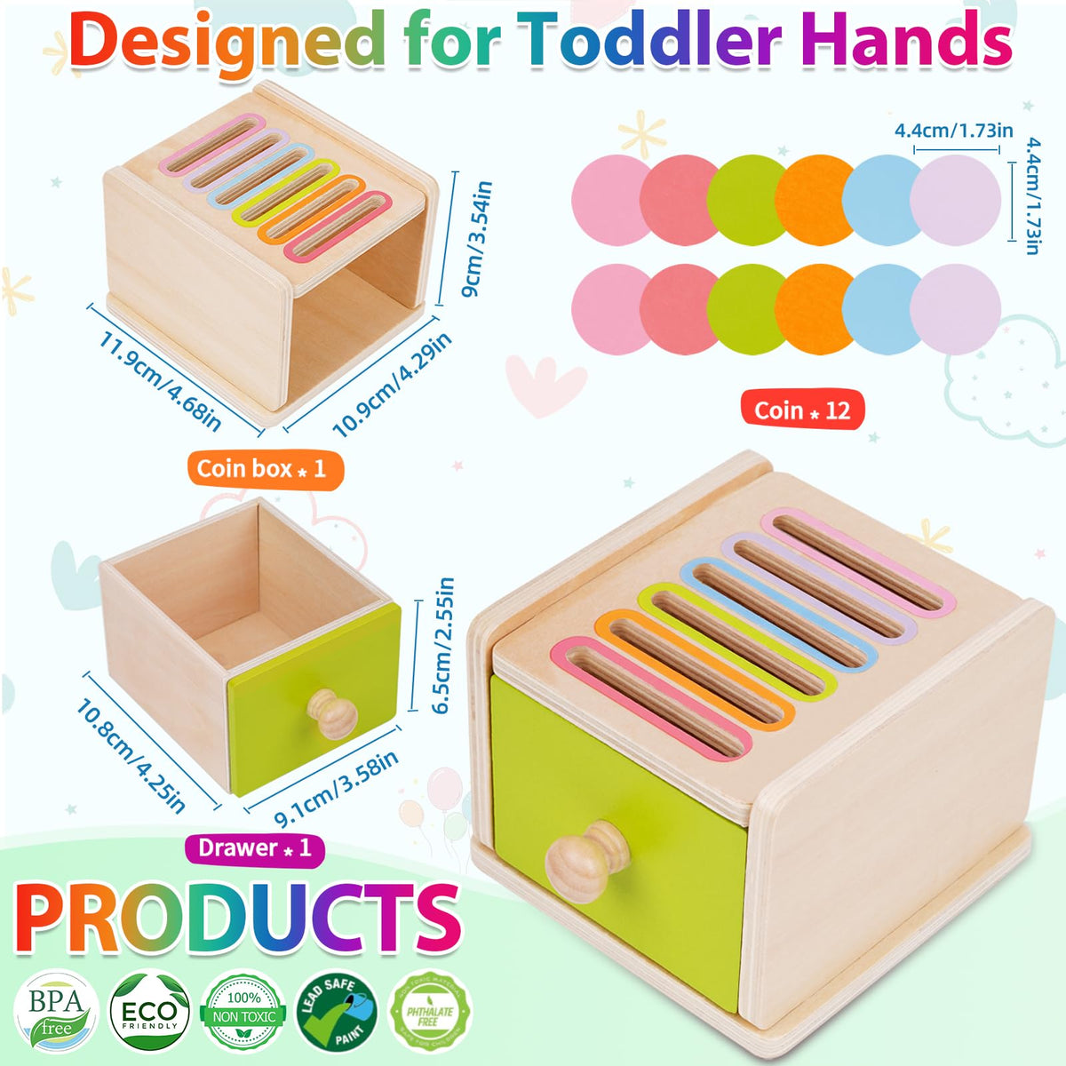 FCSONU Toddlers Montessori Coin Box Toys for 1 2 3 Year Old Boys Girls Baby 🍁 All In One Marketplace Canada