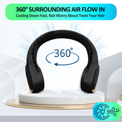 Portable Neck Fan, Personal Bladeless Neck Fans for Men, Upgraded Increase Air Volume & 4000mAh Battery, Ultra Quiet, 4-16 Hours Use Time Wearable Fan USB Rechargeable for Home Travel-Black - Available at All In One Marketplace Canada