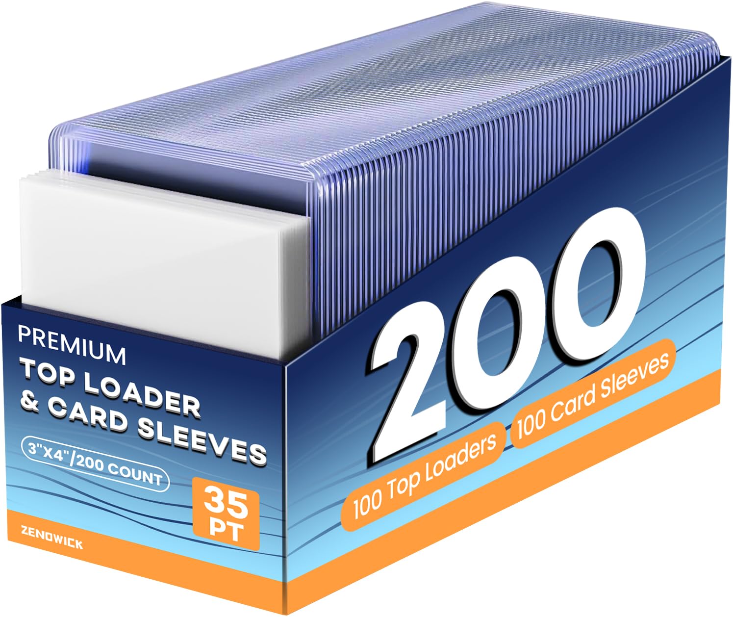 ZENOWICK 200 Packs Card Sleeves Hard, Top Loaders for Cards 3" x 4" Card Protectors Plastic, Card Top Loaders Fit for Hockey, Baseball, Football Cards (100 Hard + 100 Soft Sleeves)